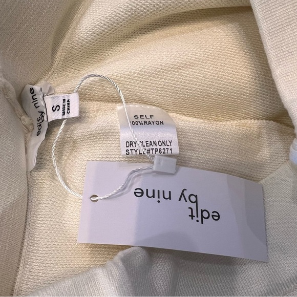 Edit by Nine NWT Cream Wide-Leg Knit Blend Pants with Black Trim - Picture 2 of 2